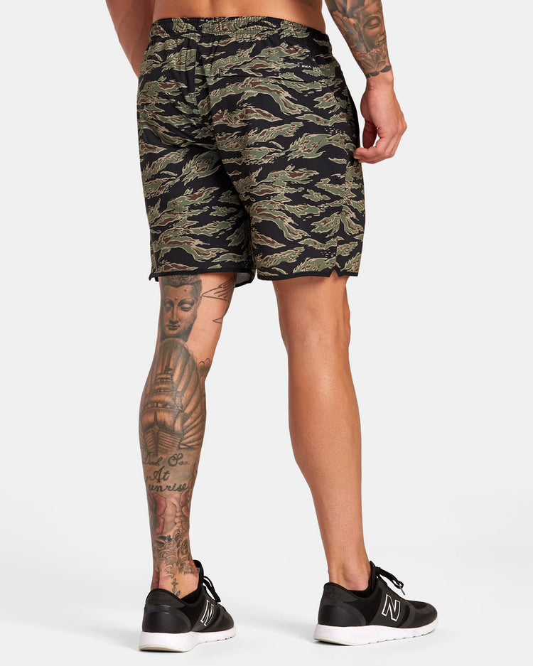 Yogger Stretch Elastic Waist Shorts 17" - Tiger Camo