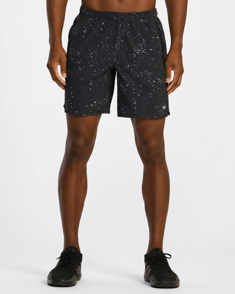 Yogger Stretch Elastic Waist Shorts 17" - Black Splatter