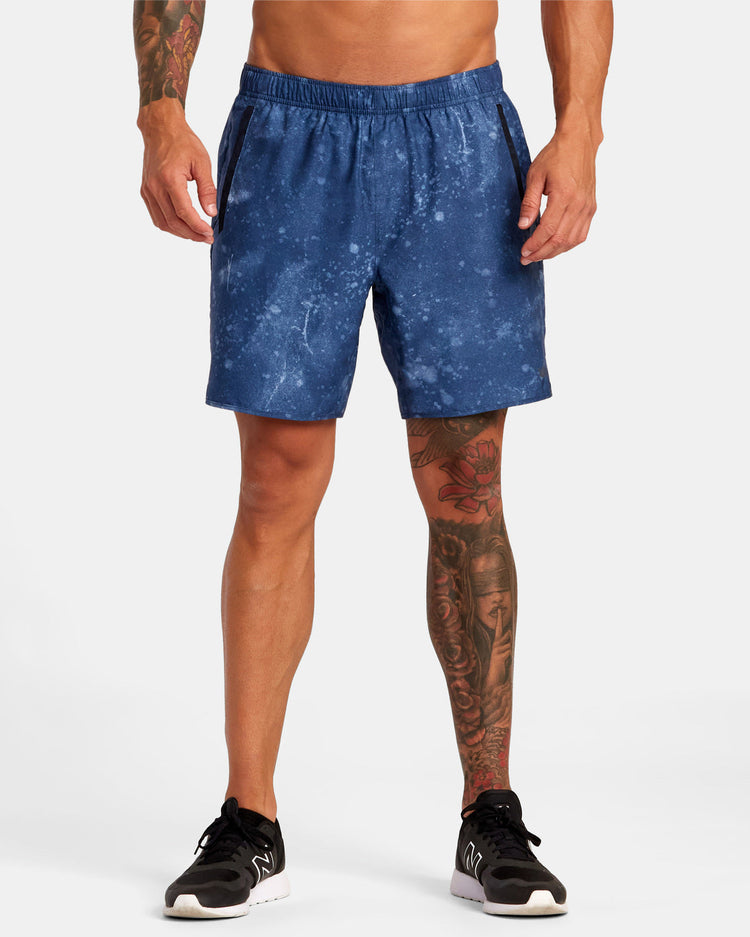 Yogger IV  Elastic Waist Shorts 17" - Indigo Tie Dye