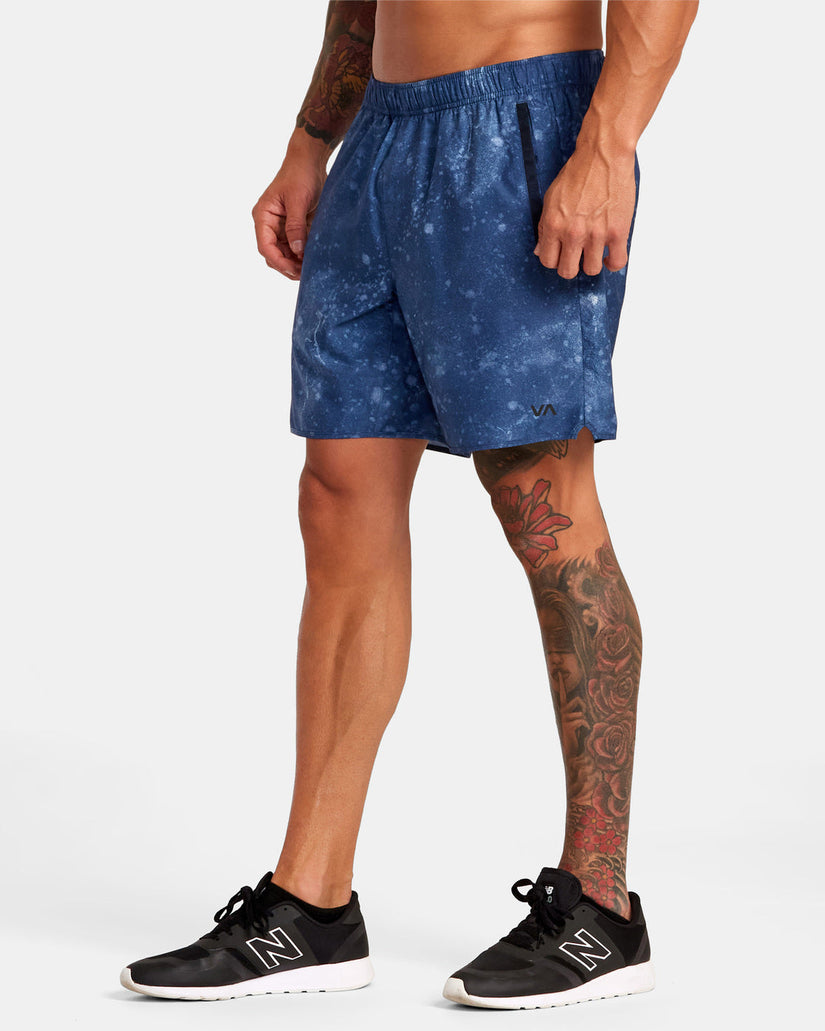 Yogger IV  Elastic Waist Shorts 17" - Indigo Tie Dye