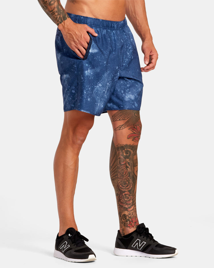 Yogger IV  Elastic Waist Shorts 17" - Indigo Tie Dye