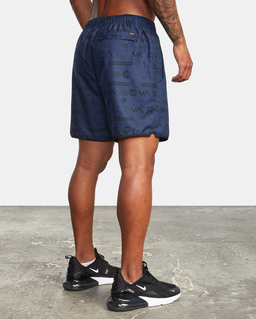 Yogger IV  Elastic Waist Shorts 17" - Brand All Over Midnight