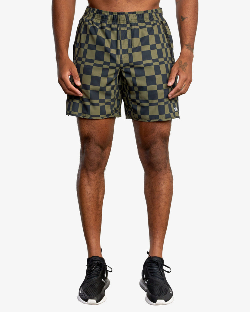 Yogger IV  Elastic Waist Shorts 17" - Grid Trip Olive