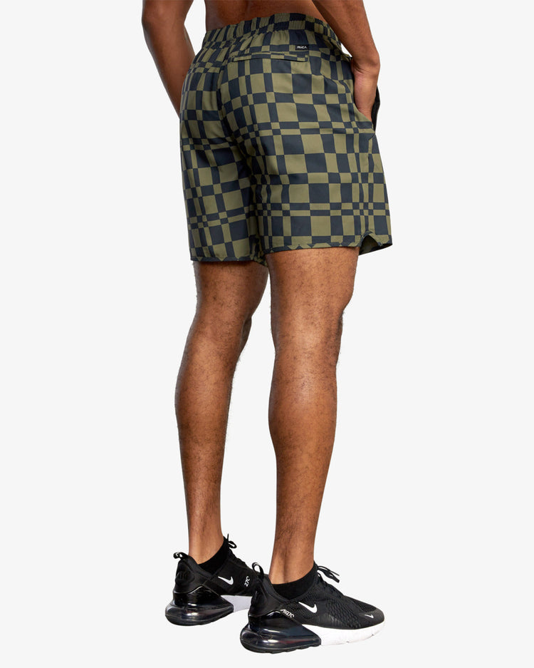 Yogger IV  Elastic Waist Shorts 17" - Grid Trip Olive