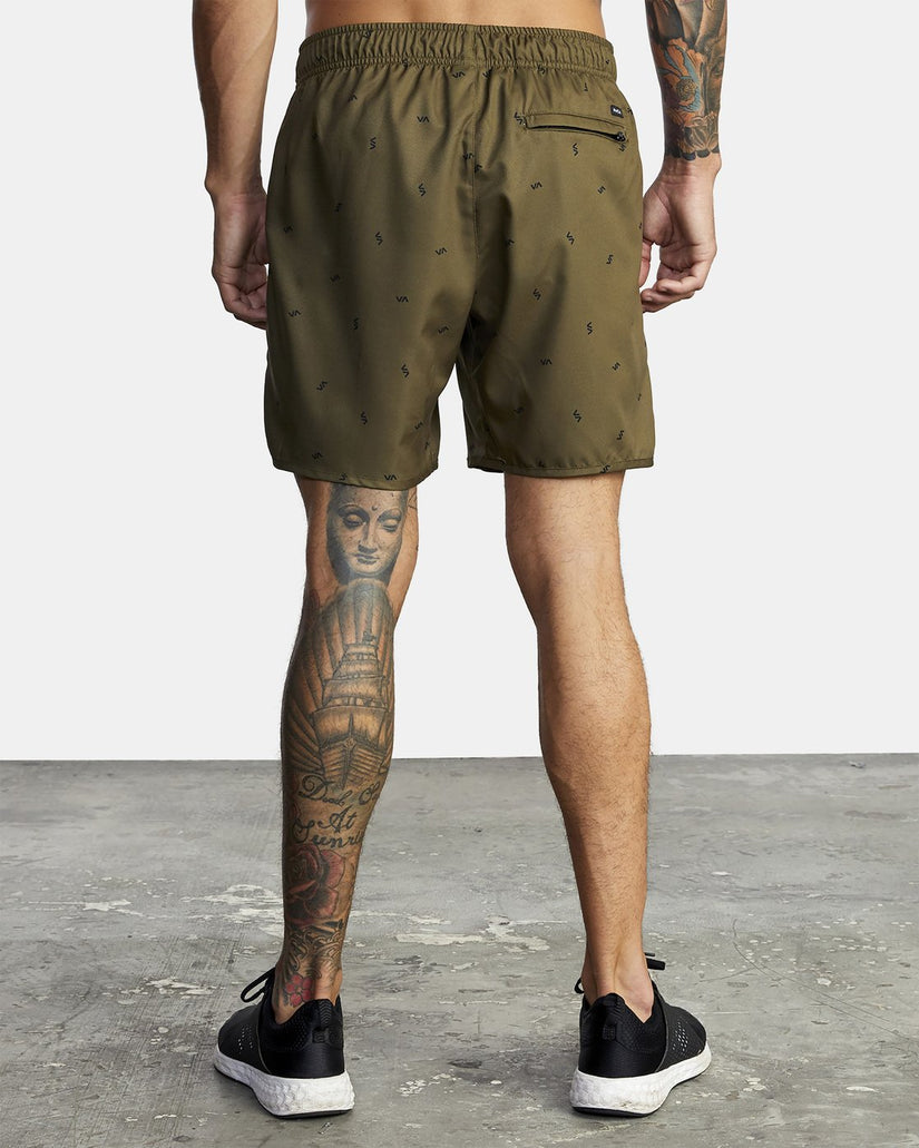 Yogger IV  Elastic Waist Shorts 17" - Tossed Va Olive