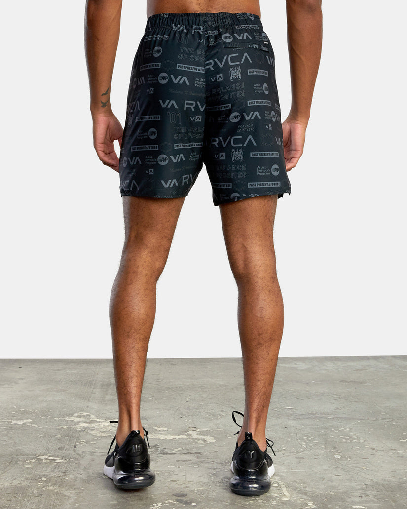 Yogger IV  Elastic Waist Shorts 17" - Black Brand All Over