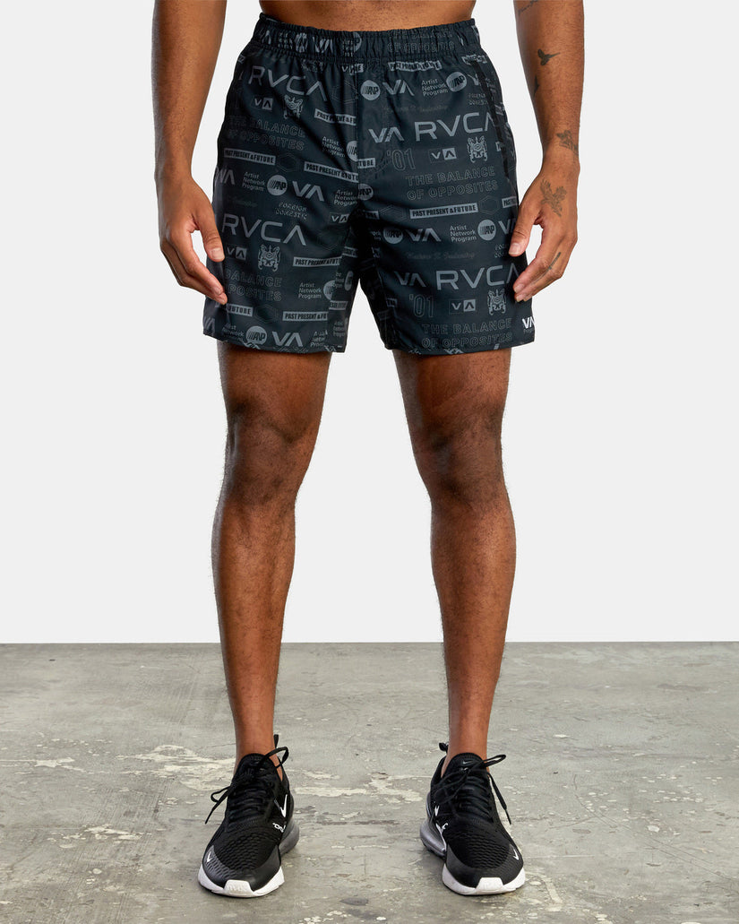 Yogger IV  Elastic Waist Shorts 17" - Black Brand All Over