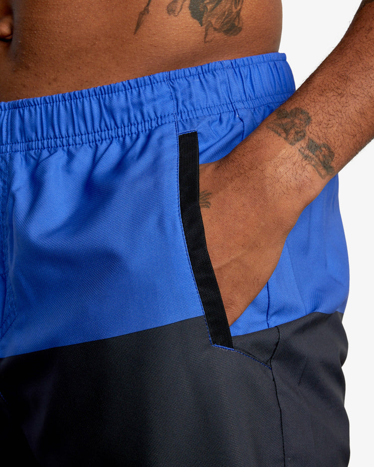 Yogger IV  Elastic Waist Shorts 17" - Stark Blue Blocked